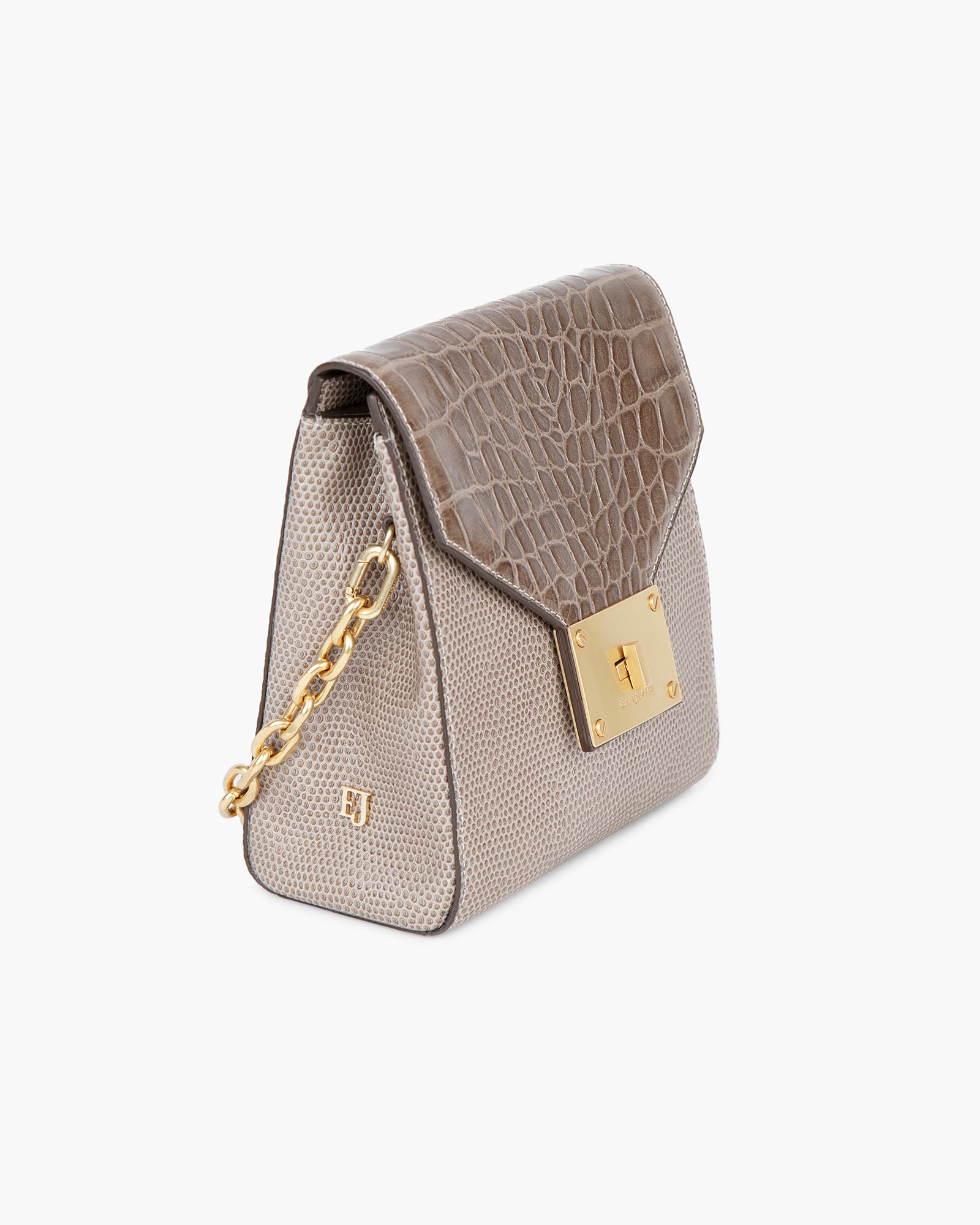 Livia Embossed Calf Leather Crossbody Bag for Women - Black, Detachable Chain Top Handle, Adjustable Strap