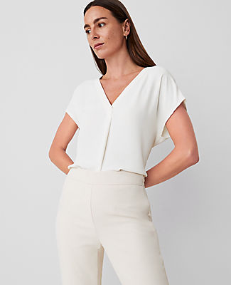 Ann Taylor Mixed Media Pleat Front Top
