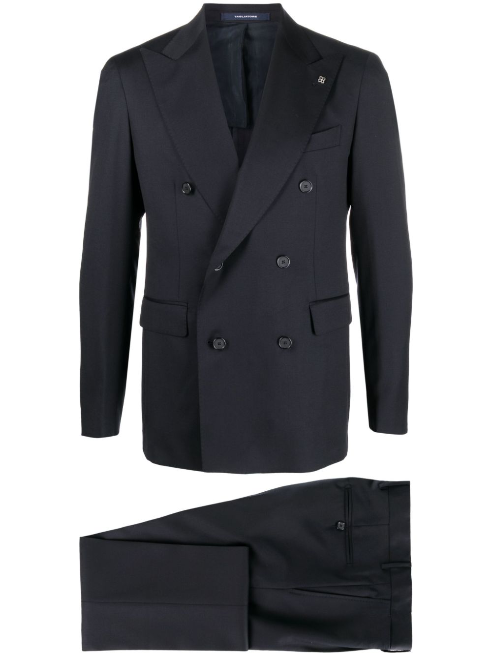 Double-breasted wool suit - Blue