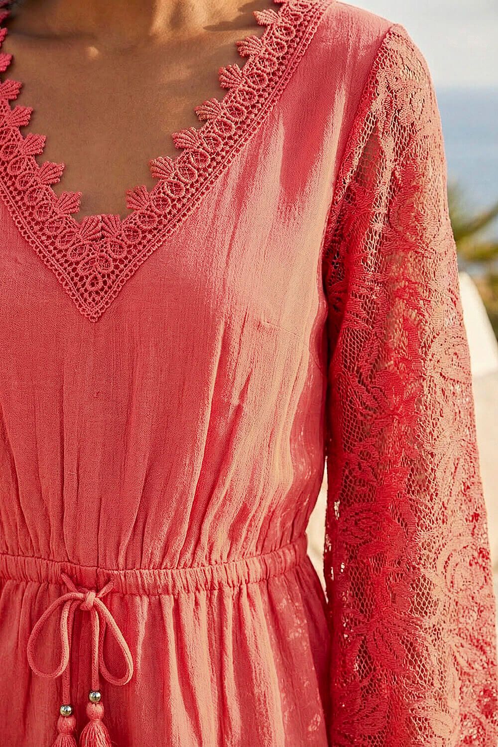 Dusk Women's Crochet Sleeve Playsuit in Cora