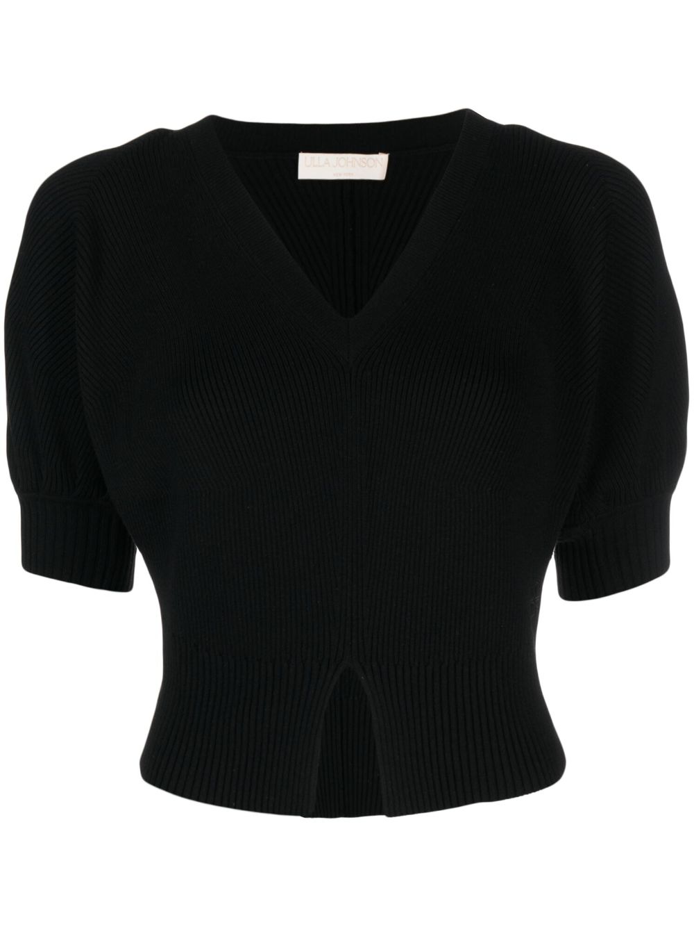 Eila ribbed V-neck top - Black