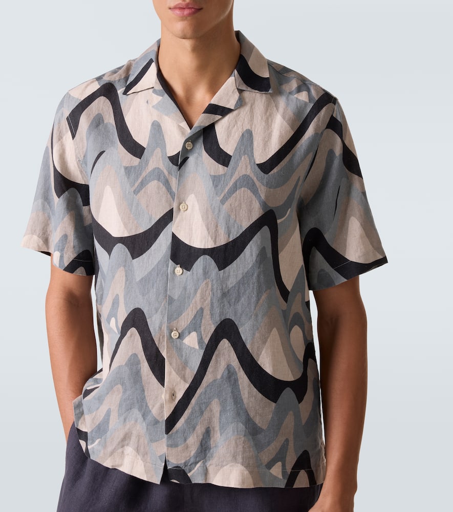 Roberto printed linen bowling shirt