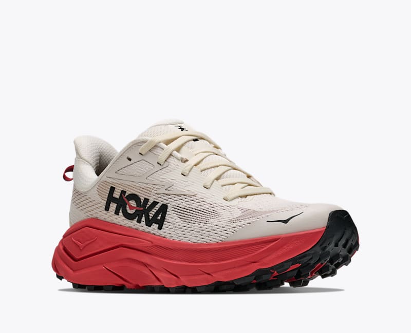 HOKA Women's Challenger 8 Shoes in Alabaster/Burnt Red