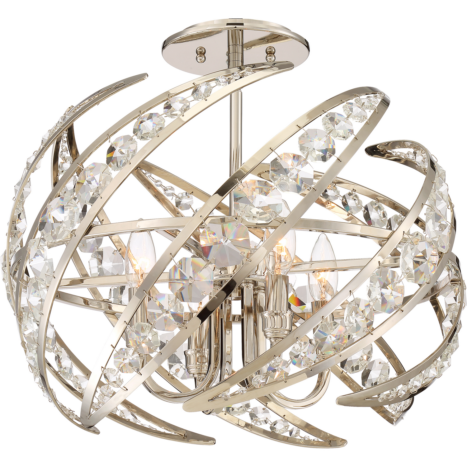 Crescent 4-Light Semi-Flush Mount in Polished Nicke