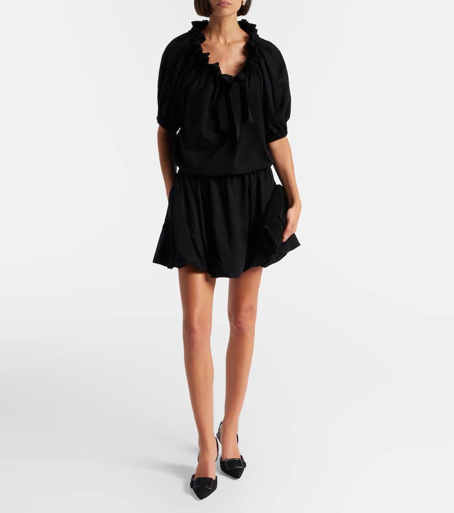 Tie-neck cotton faille minidress
