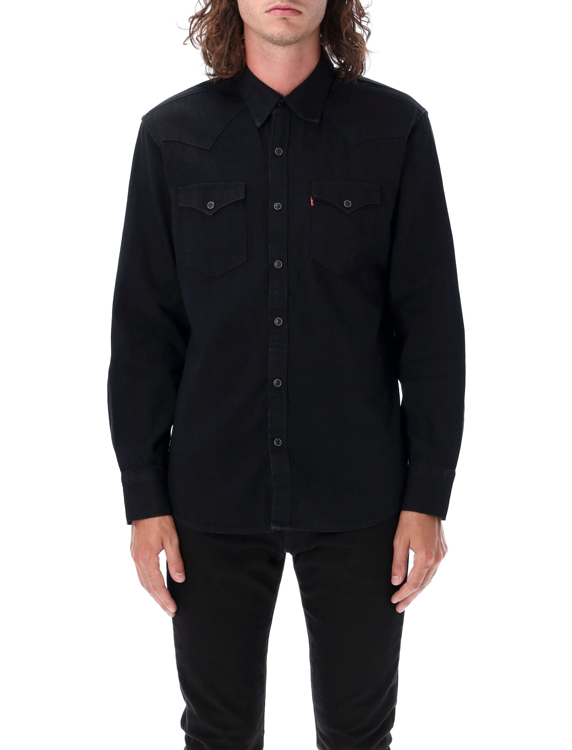 Classic Western Shirt with Pointed Collar - Size L