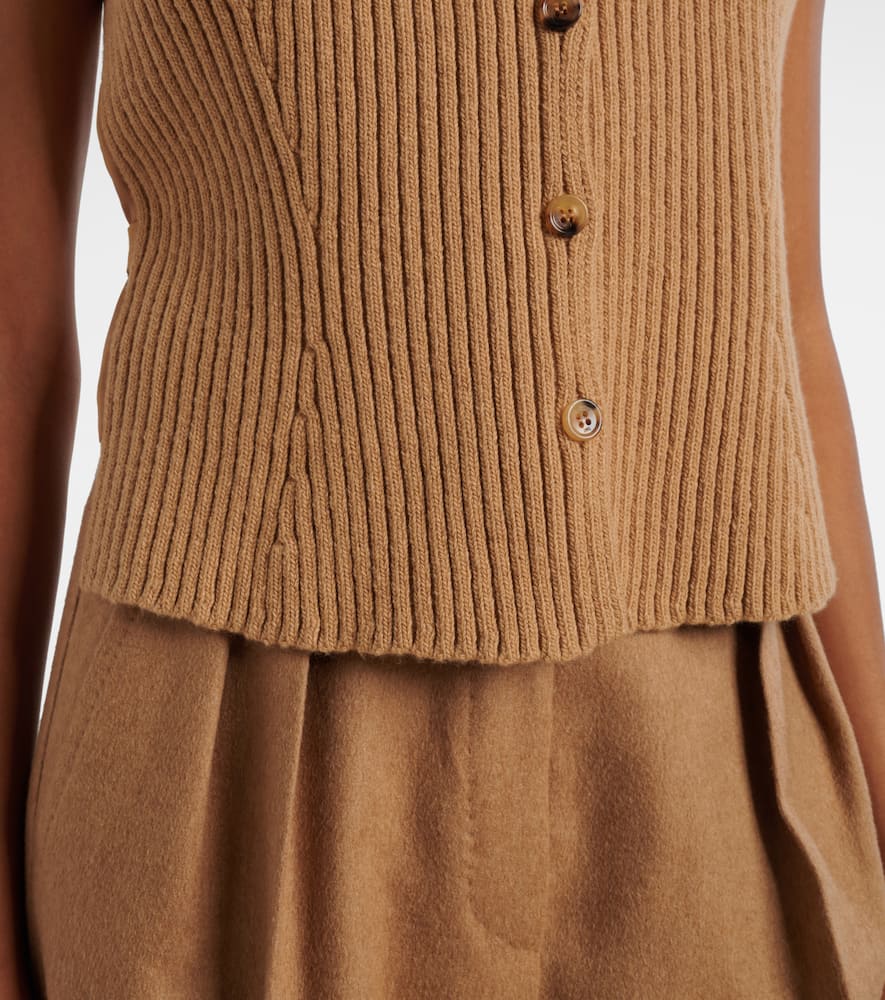 Madre paneled wool-blend and satin vest