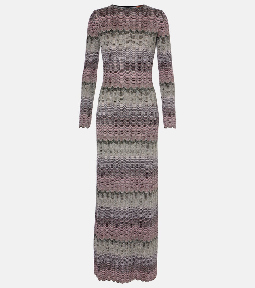 Open-back lamé maxi dress