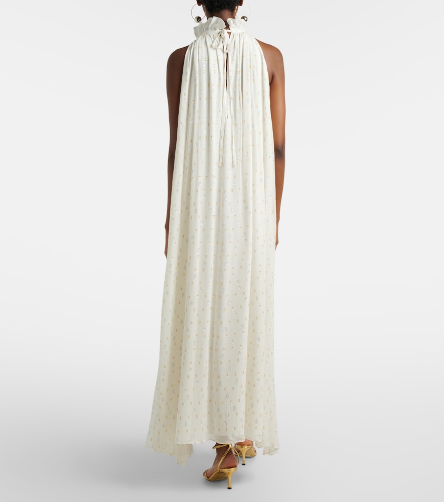 Polka-dot silk-blend maxi dress