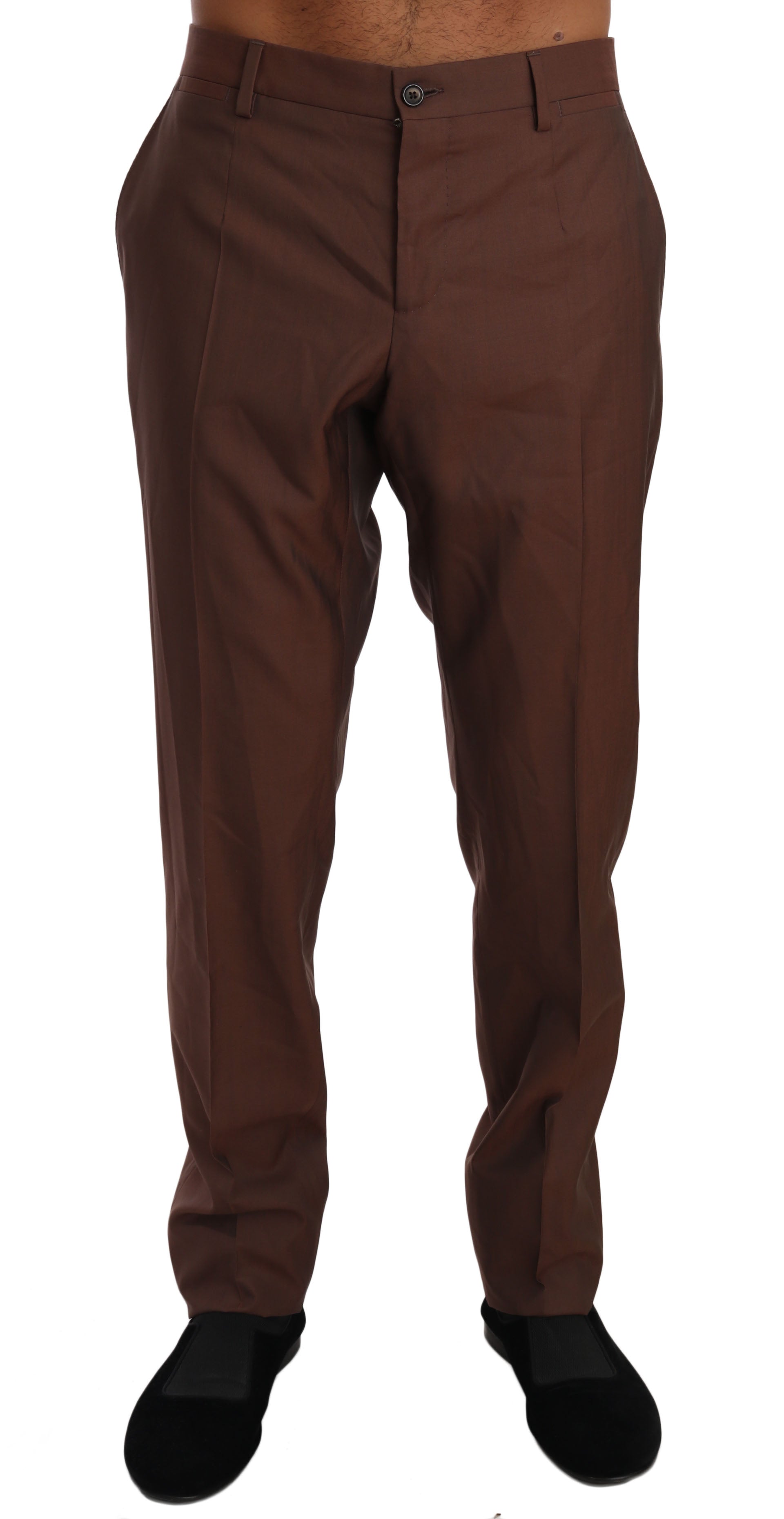 Wool-Silk Blend Formal Trousers — Brown