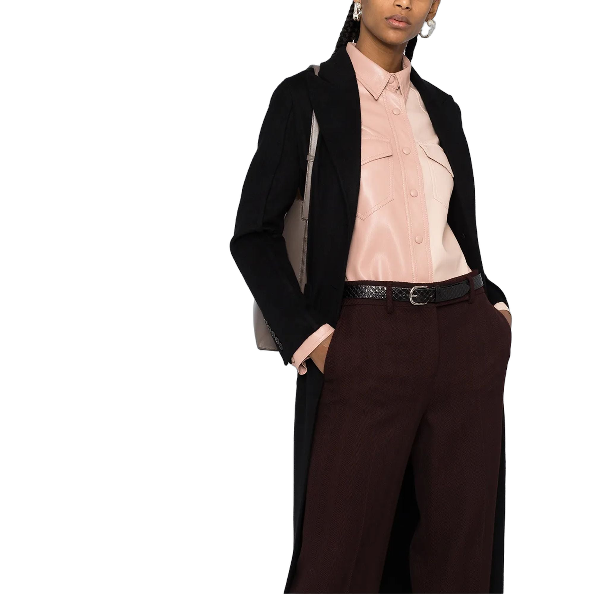 Virgin Wool Straight-Leg Trousers — Brown