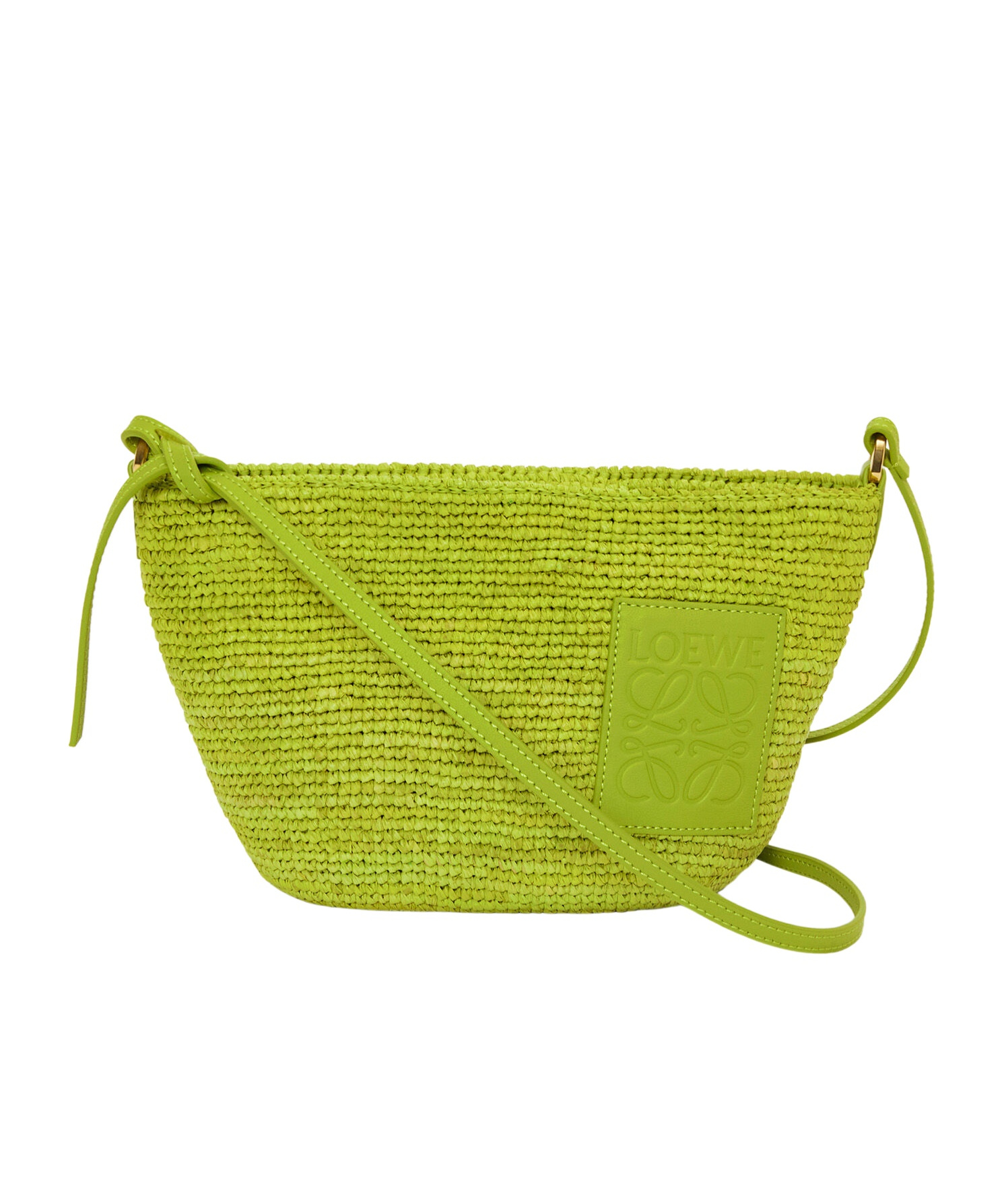 Slit Pochette bag in raffia and calfskin