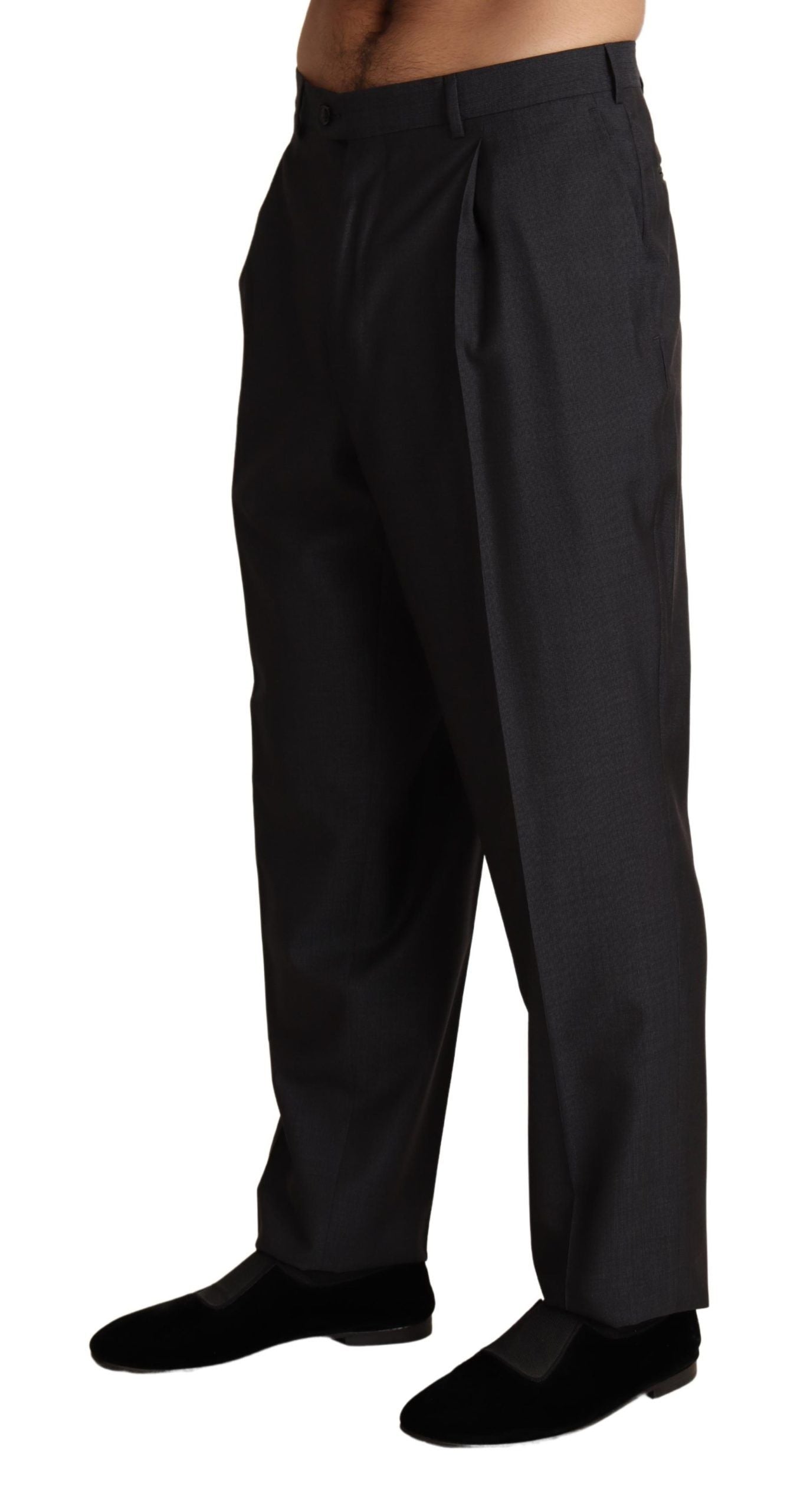 Wool-Silk Blend Formal Trousers — Gray