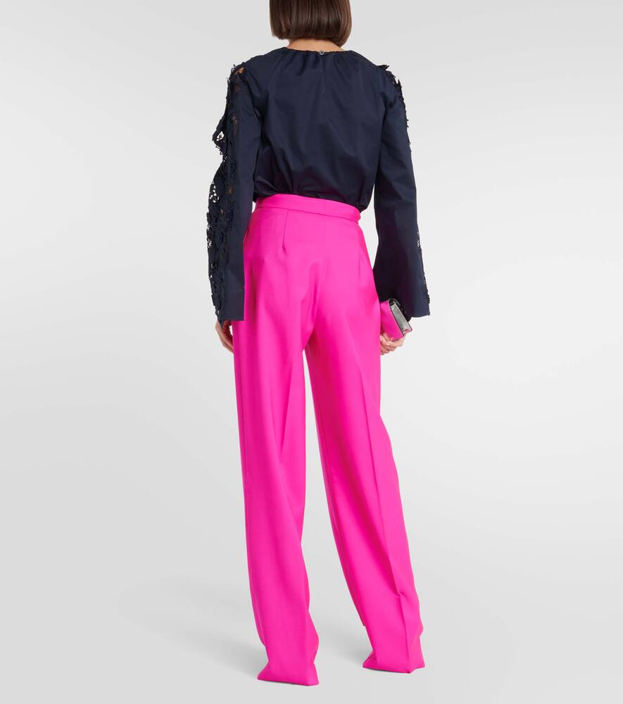 Pleated high-rise wool and mohair pants
