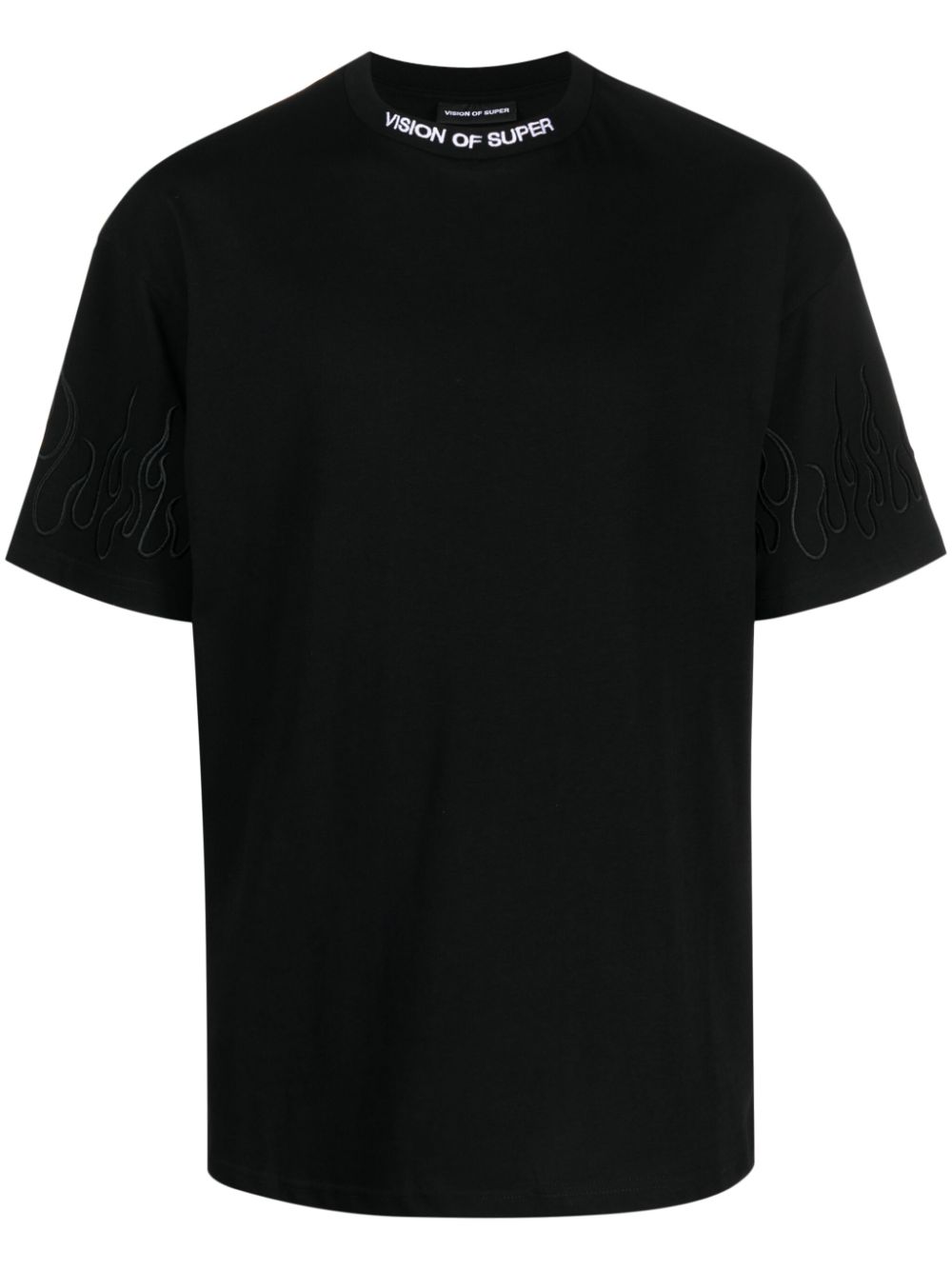 Logo-embroidered cotton T-shirt - Black