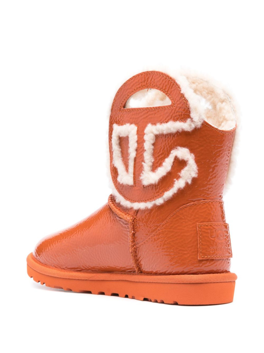 Orange Round Toe Ankle Boots