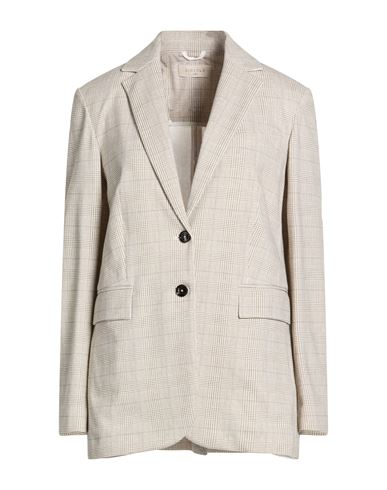 Woman Blazer Sand Size 6 Cotton, Elastane