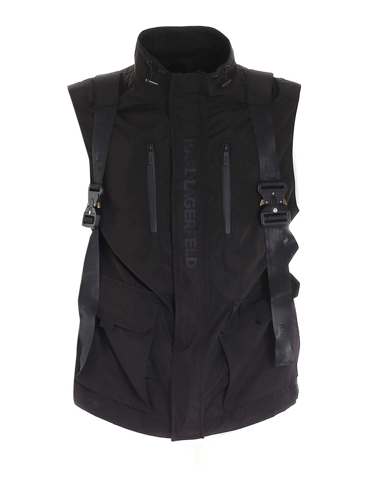Removable backpack waistcoat in black