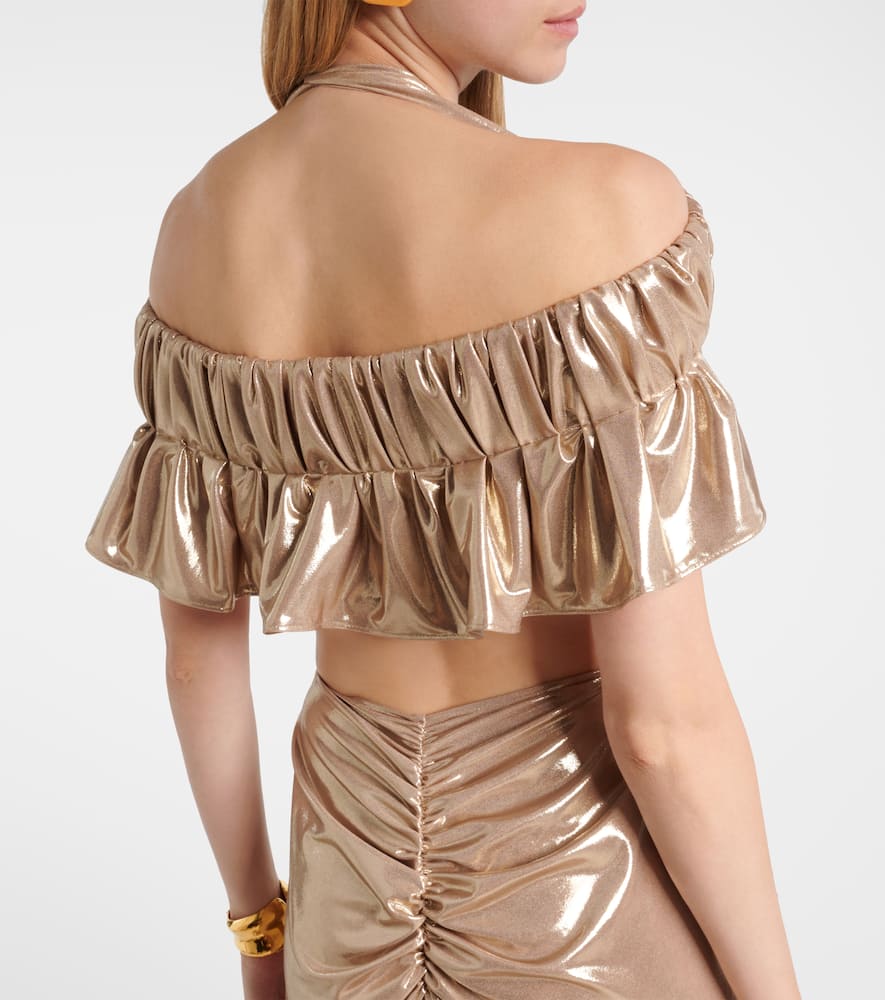 Latitude gathered ruffled gown