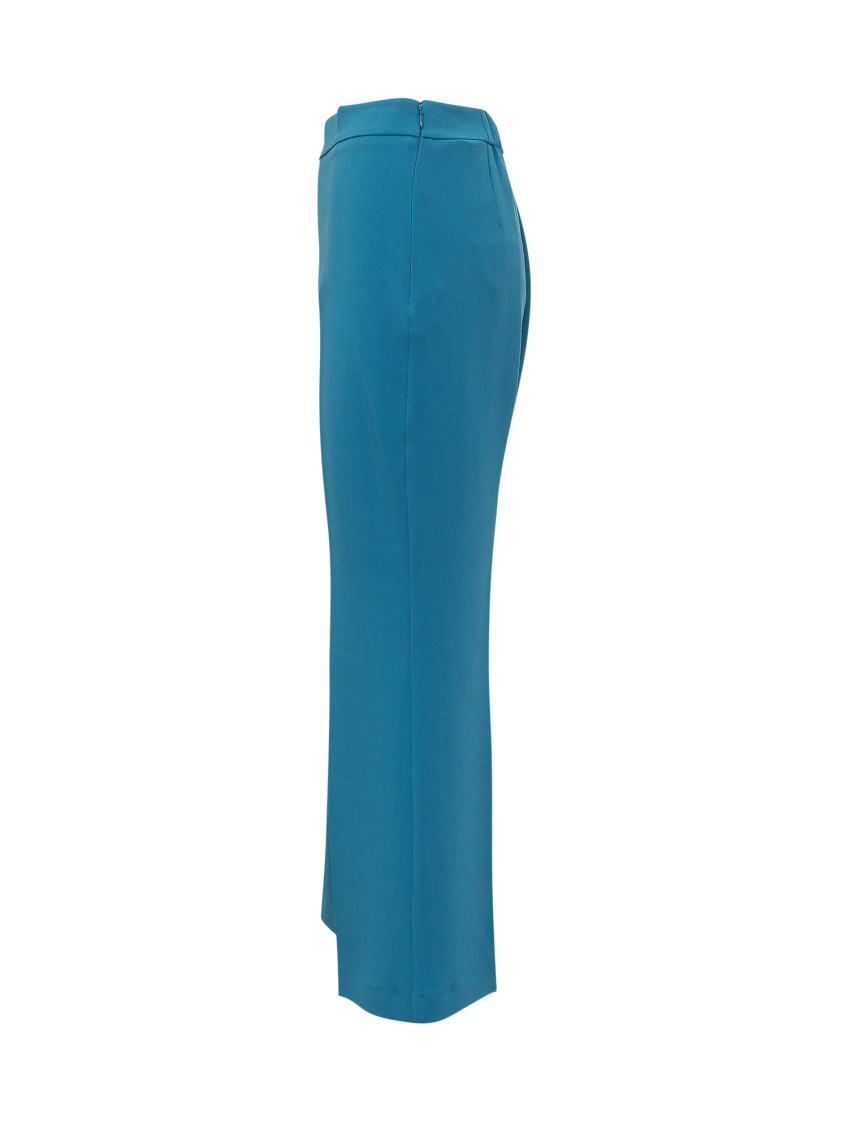 Blue Bootcut Flat Front Pants