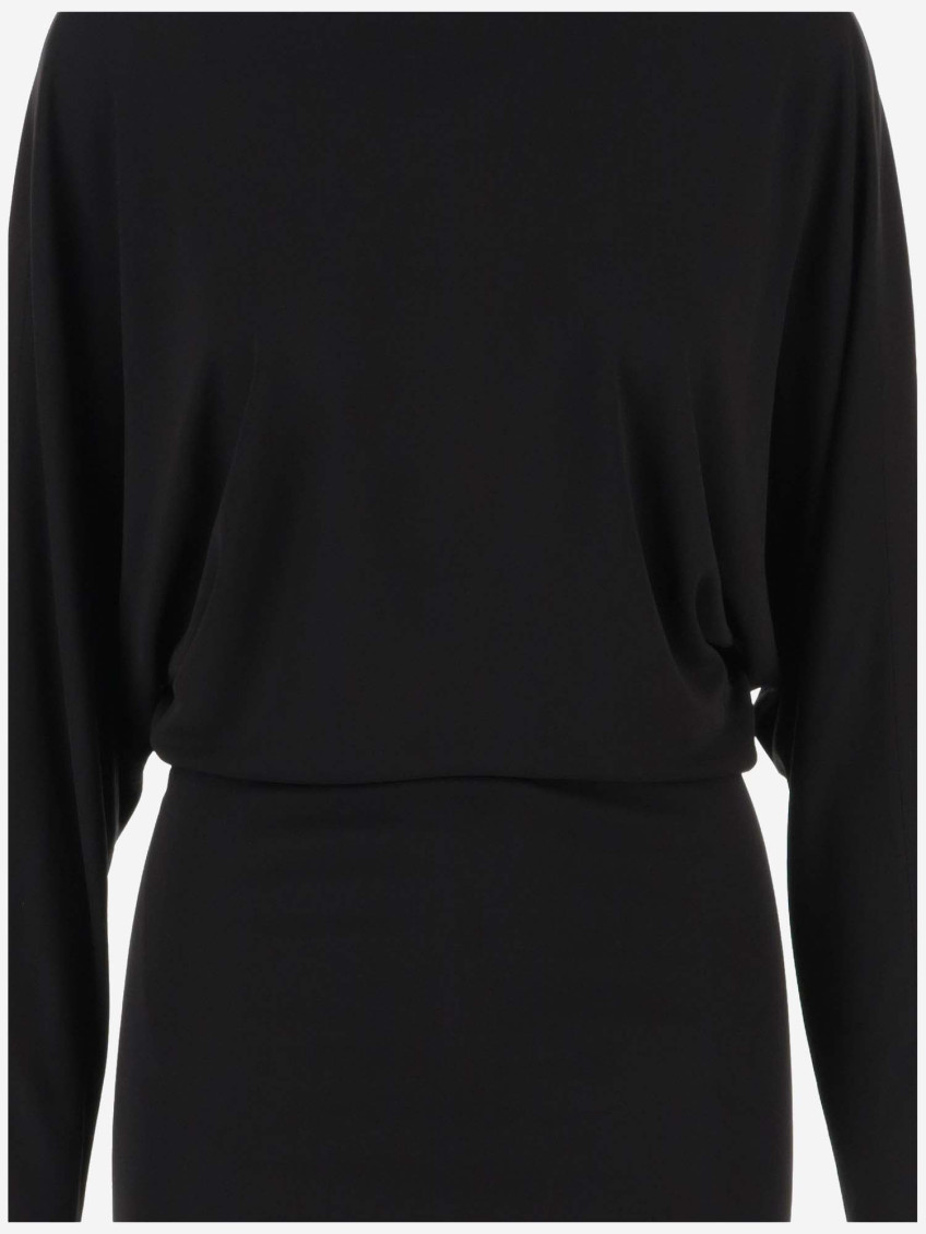 The Trina Long-sleeved Open-back Midi Dress