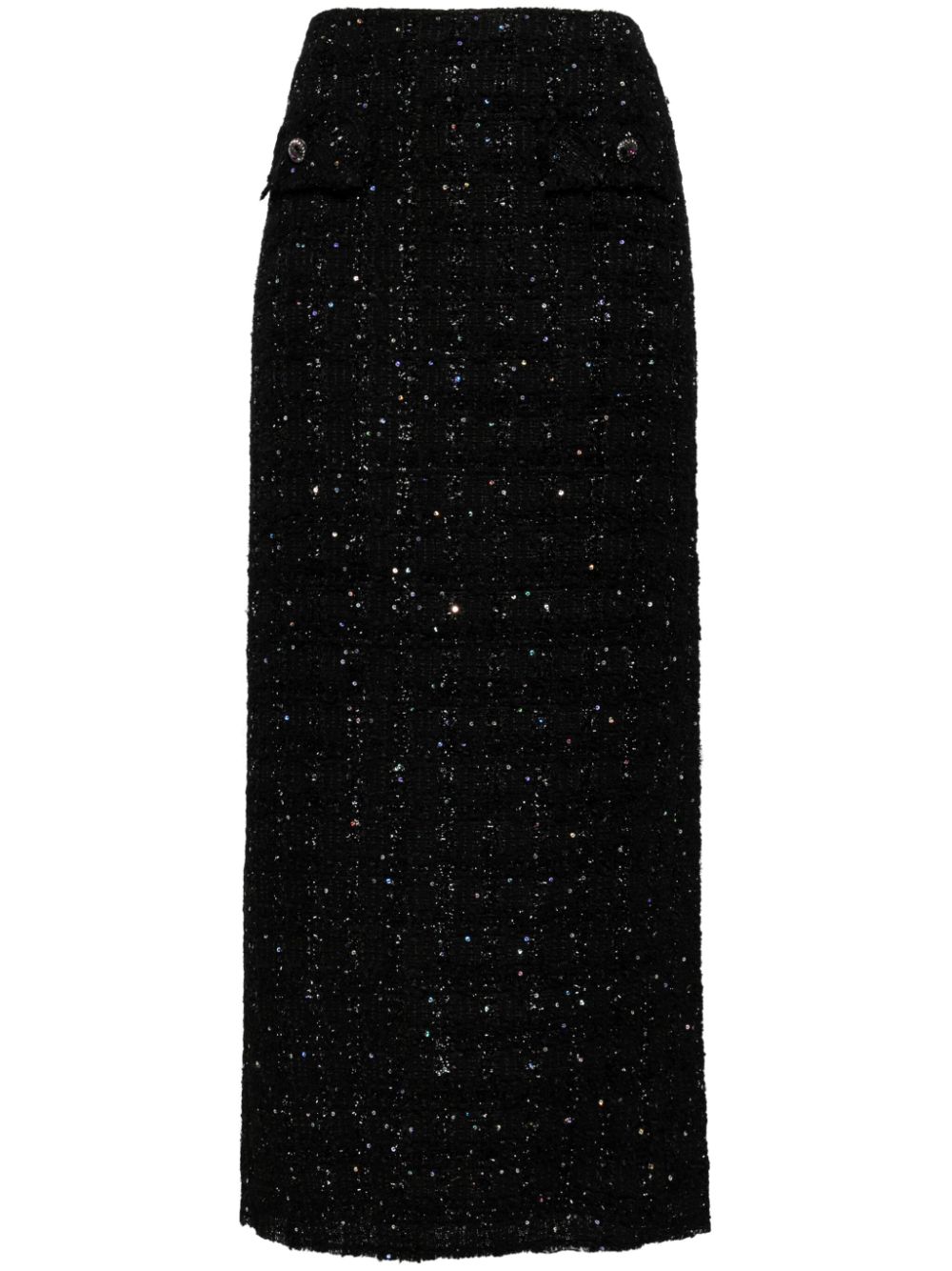 Coarse jacquard H-shaped long waist skirt - Black