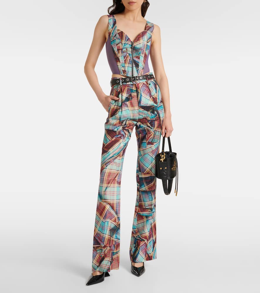 W Ray tartan virgin wool flared pants