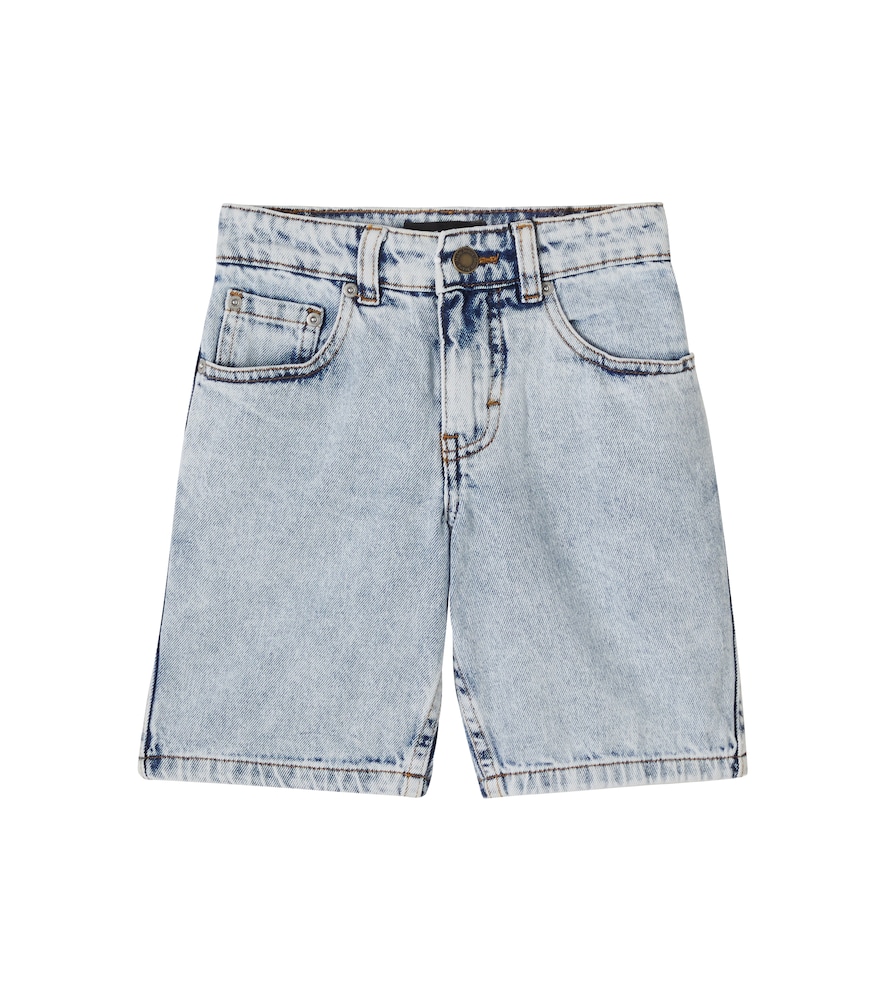 Art faded denim shorts