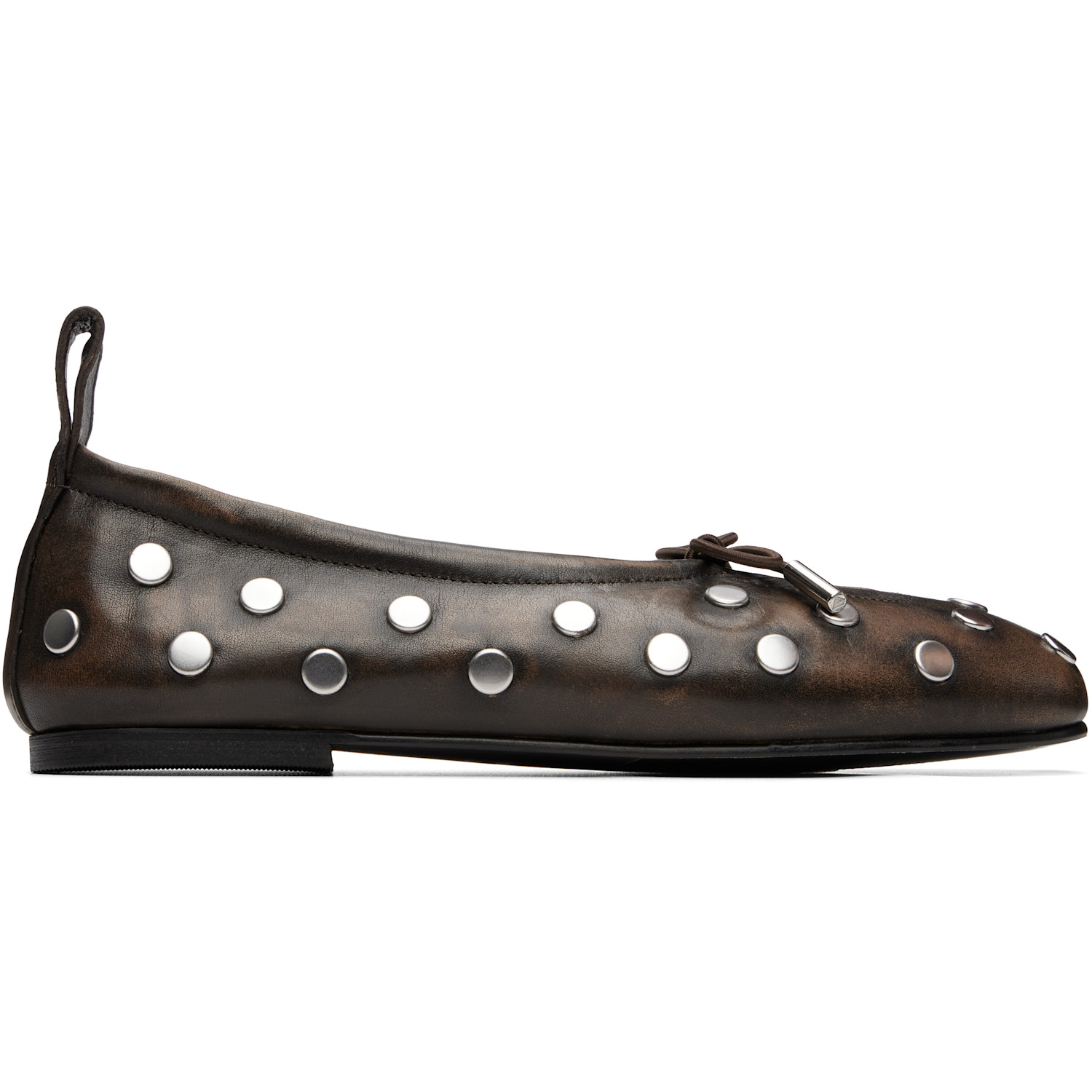 Brown Rosalind All Studs Vintage Effect Ballerina Flats