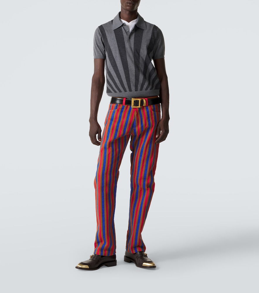 Striped straight jeans