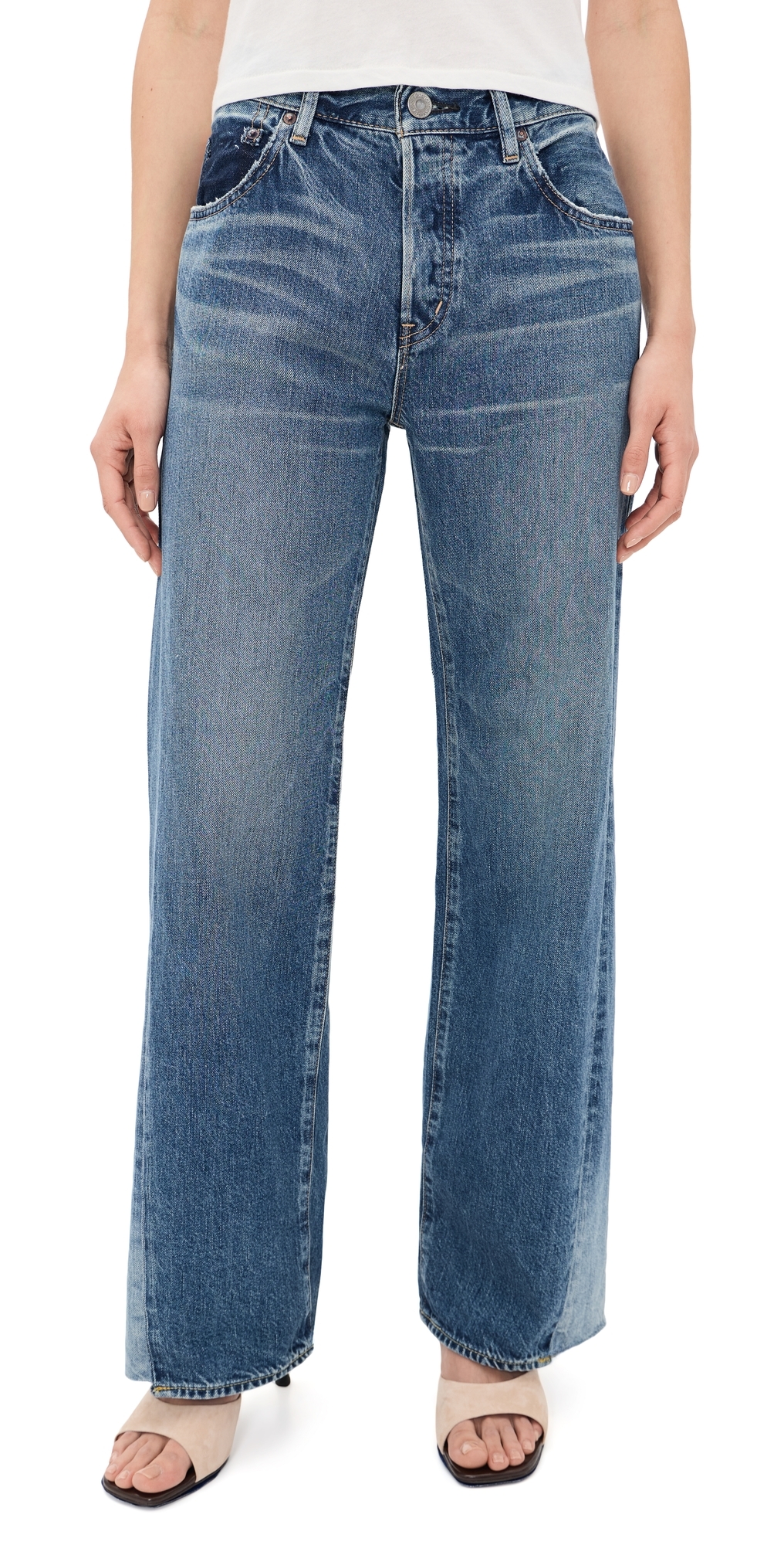 Panel Wide Jeans Blue