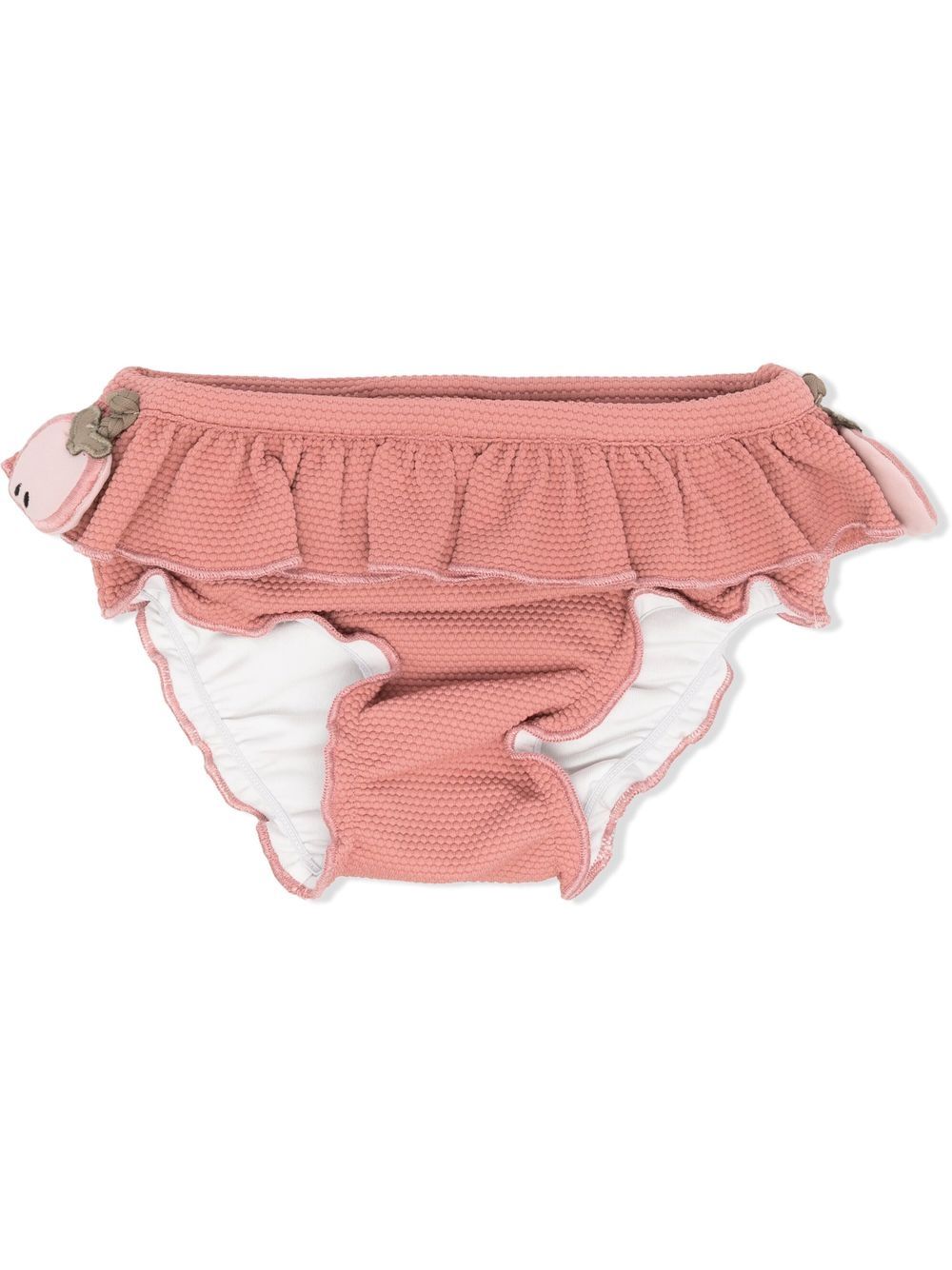 Peplum-waist seersucker bikini bottoms - Pink
