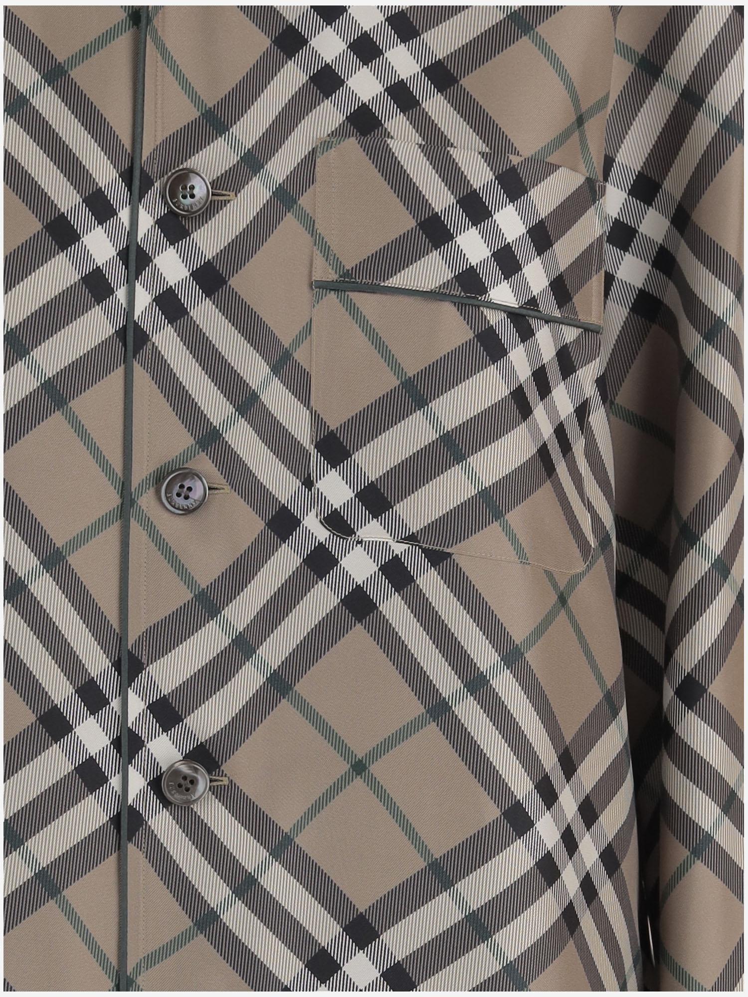 Silk Check Shirt — Beige