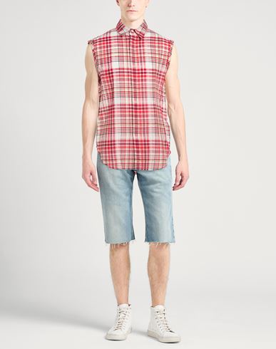 Man Shirt Red Size XL Cotton, Silk
