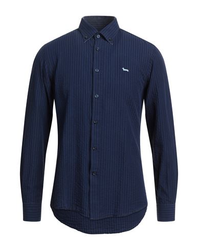 Man Shirt Midnight blue Size M Cotton, Linen