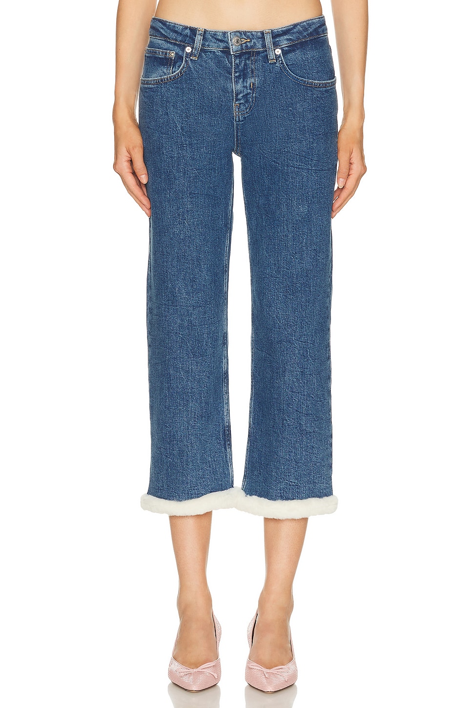Sandy Liang Moni Straight Leg in Medium Blue - Blue. 25 also , 27