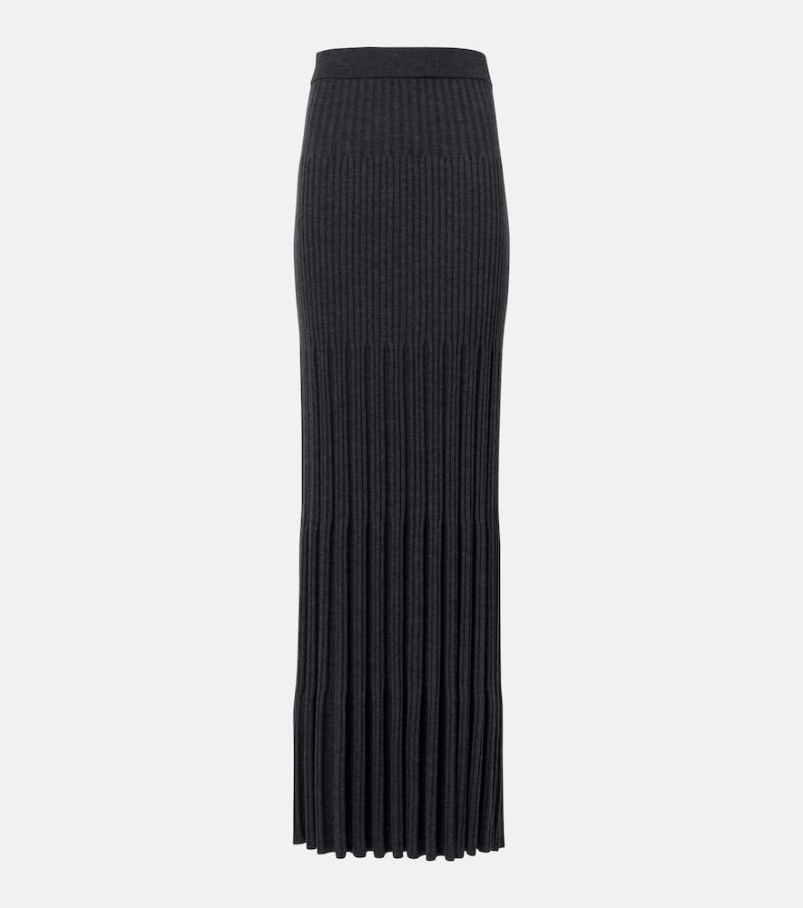 Merino ribbed-knit wool maxi skirt