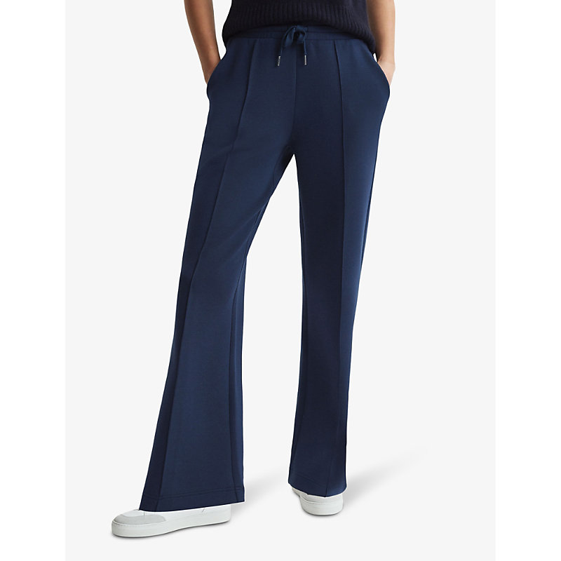 Womens Navy Jemma Drawstring-waistband Stretch-woven Jogging Bottoms