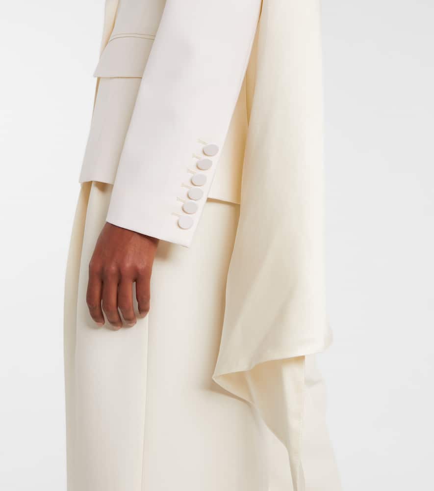 Scarf-detail virgin wool gabardine blazer