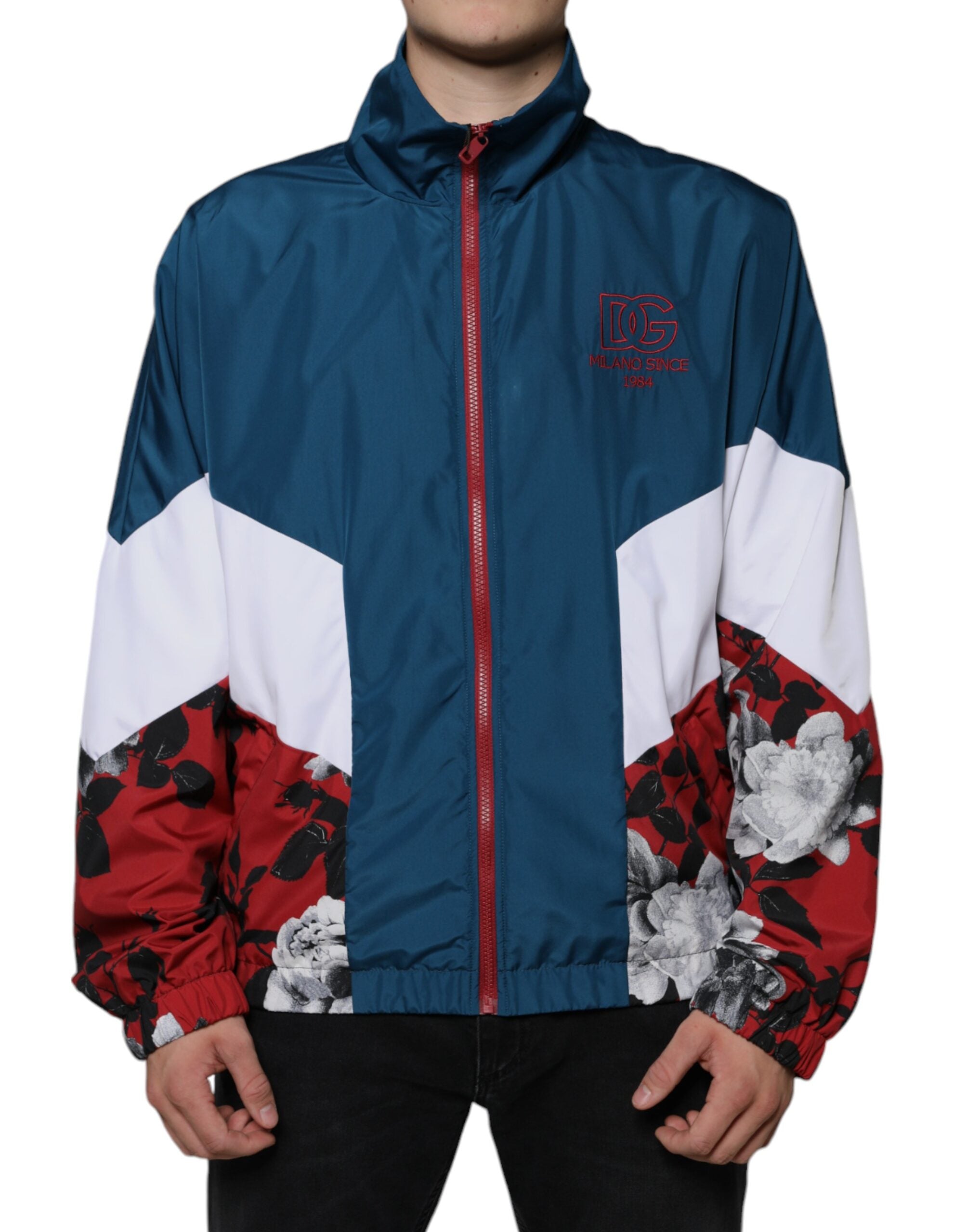 Colorblock Nylon-Polyester Jacket — Blue