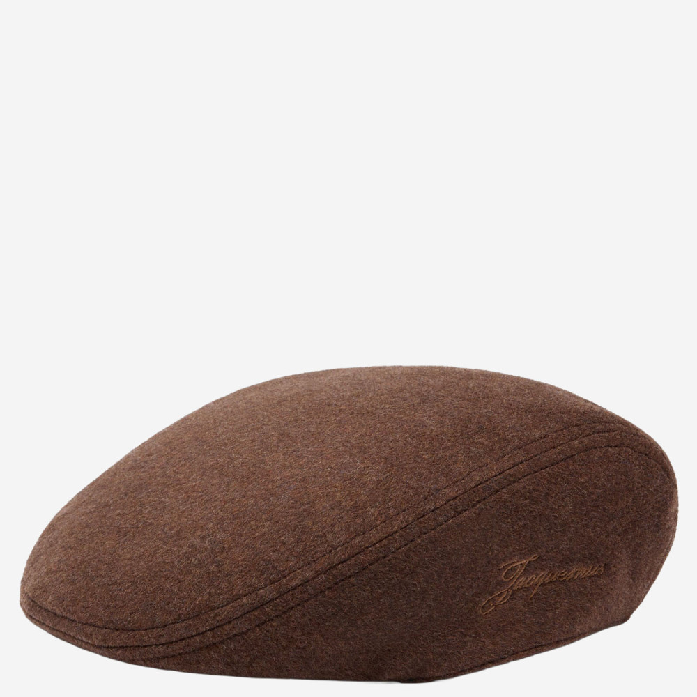 Dark Brown Embroidered Flat Beret Hat