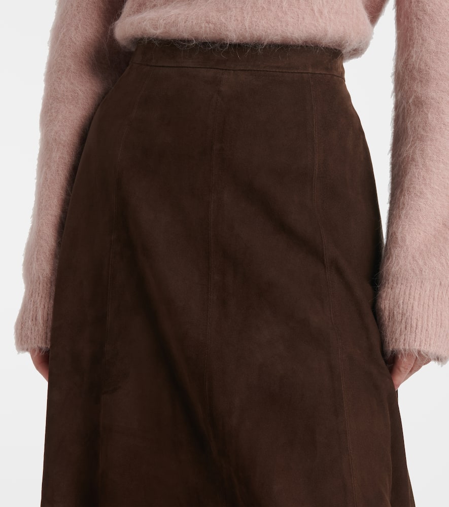 Suede midi skirt