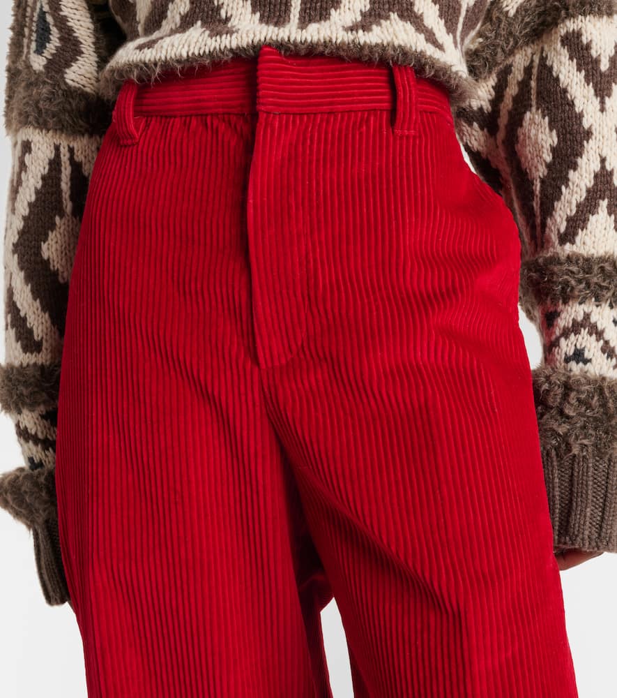 High-rise cotton corduroy wide-leg pants