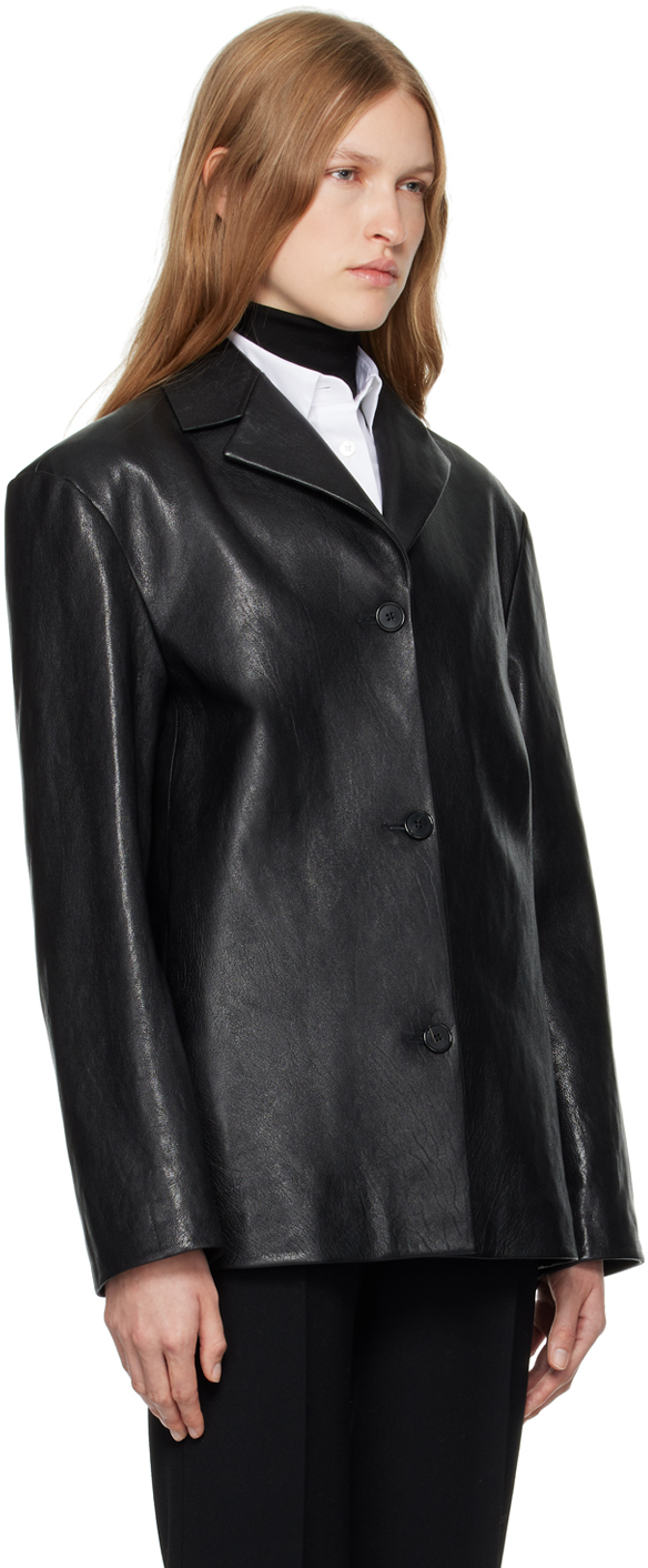 The Row Black Fabian Leather Jacket