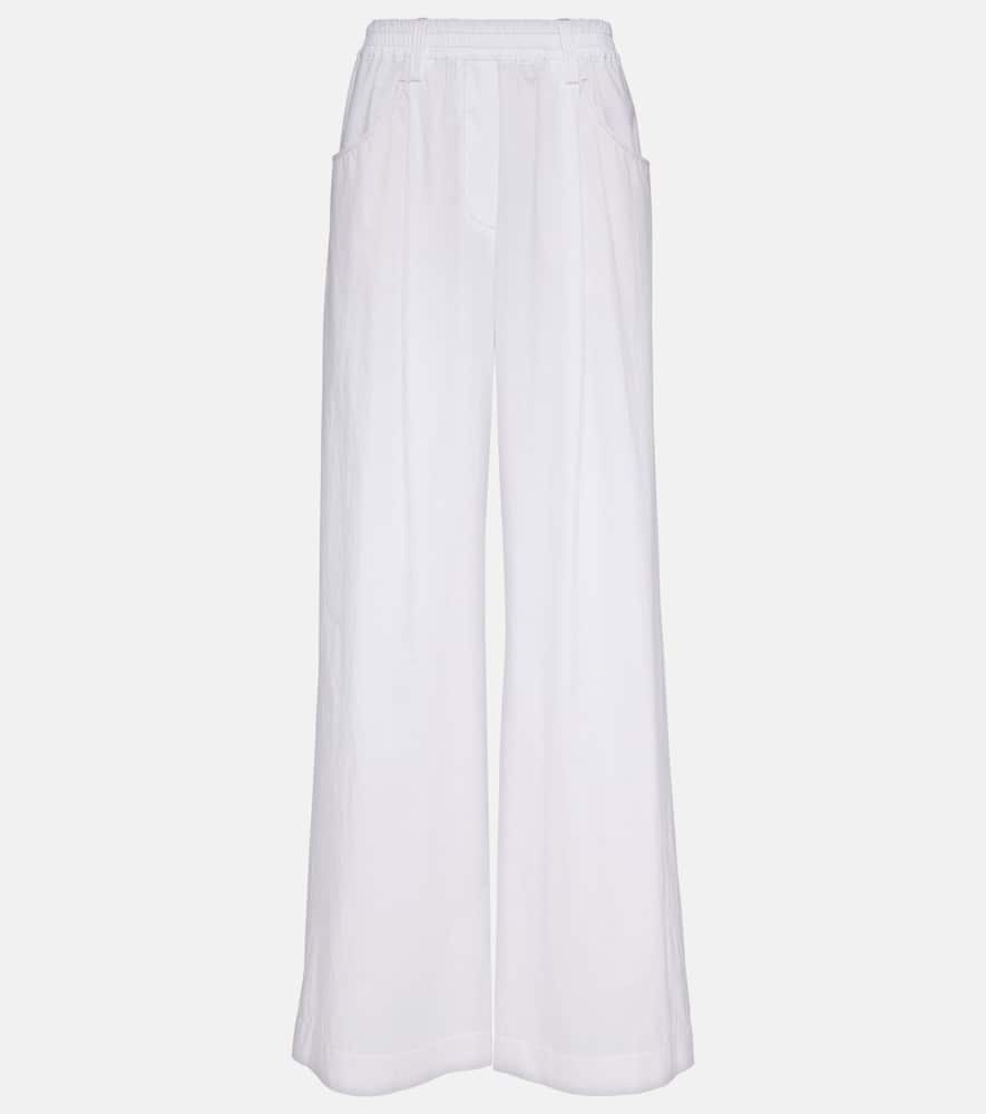 High-rise cotton wide-leg pants