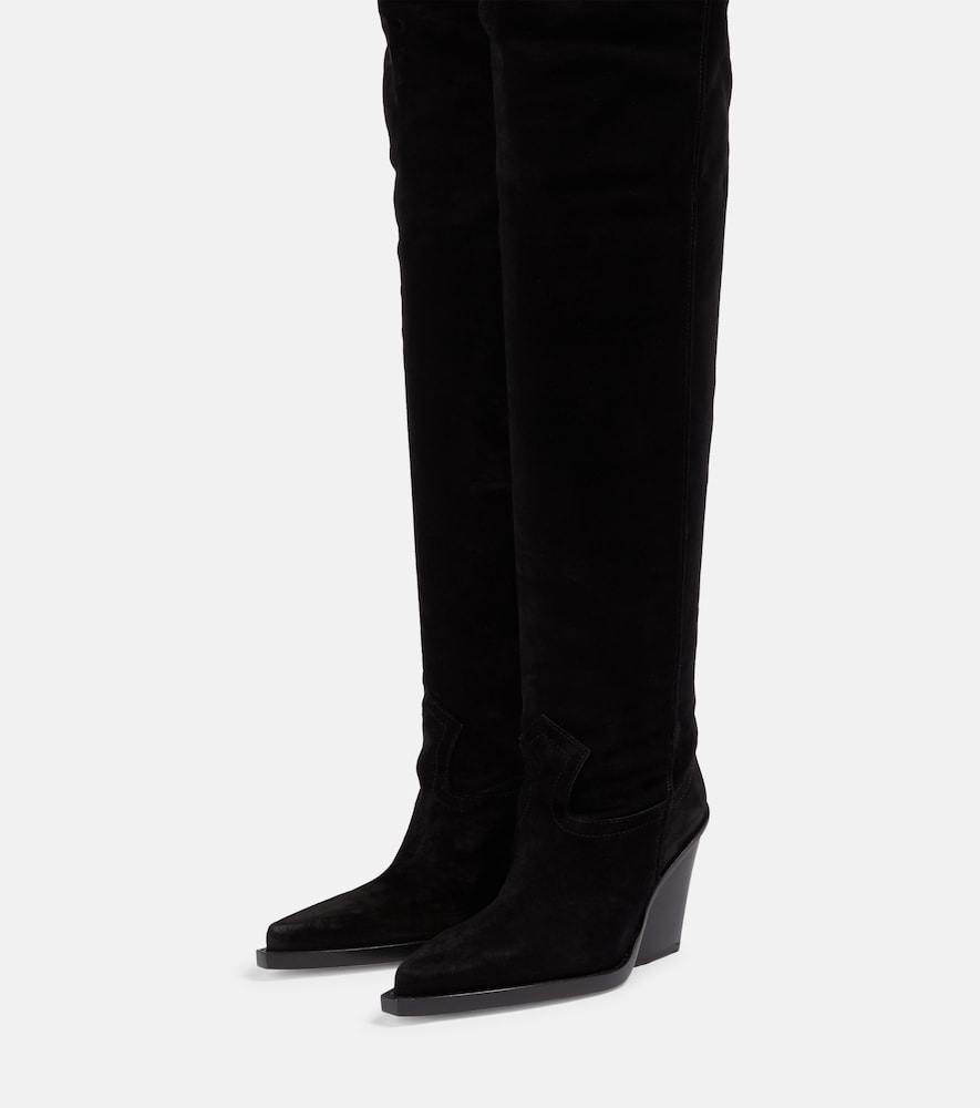 Suede over-the-knee cowboy boots