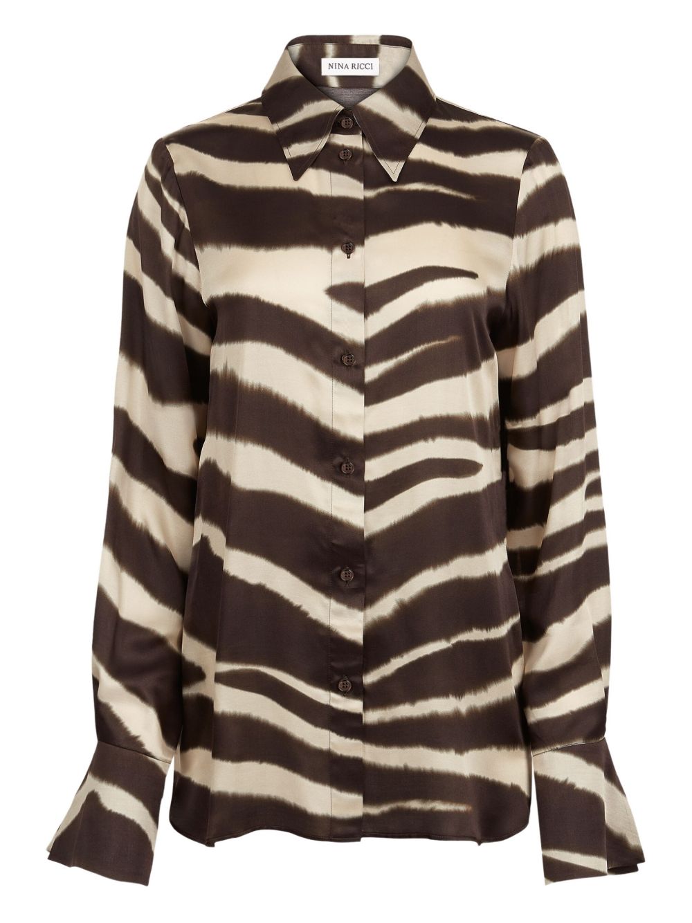 Zebra-print bell-cuff shirt - Brown