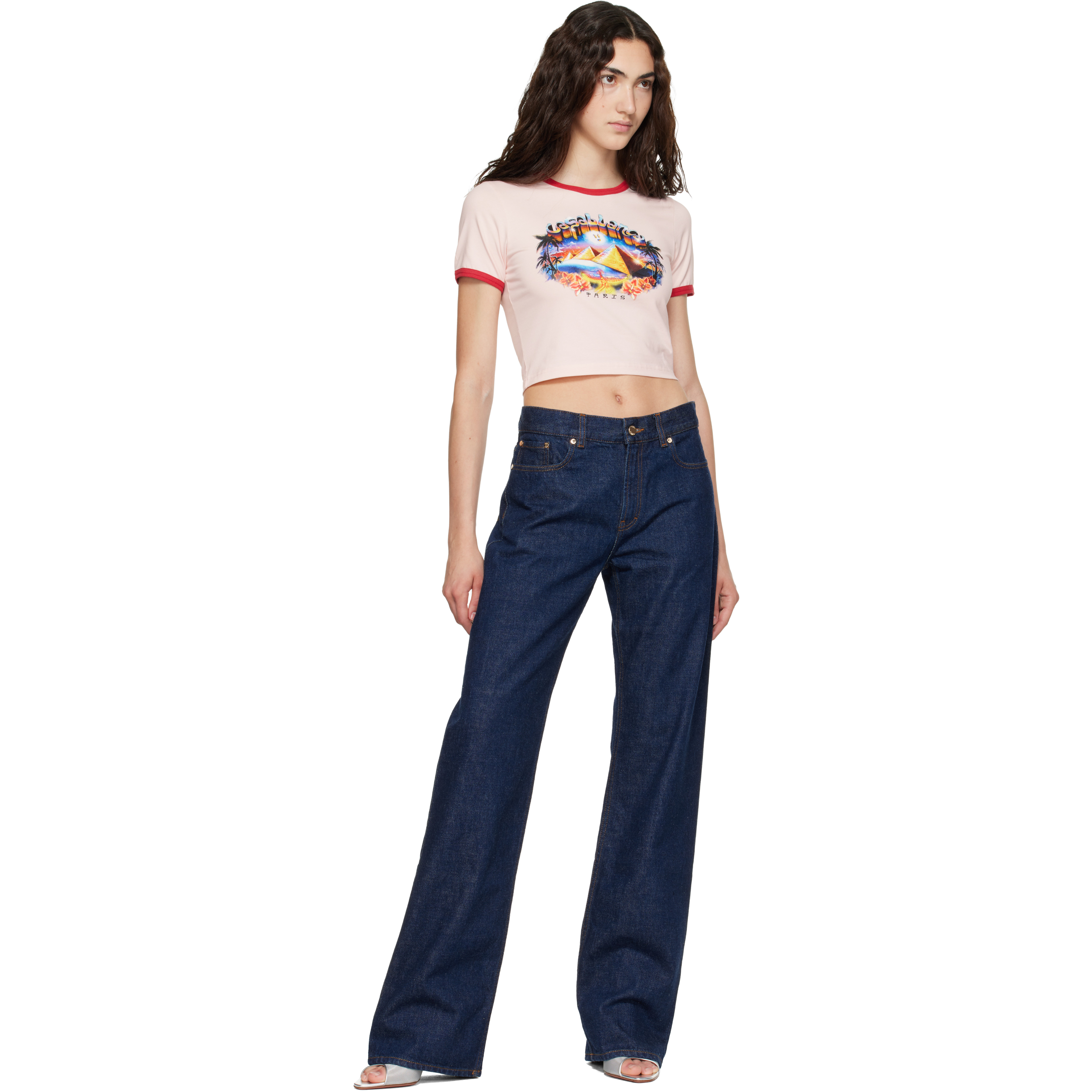 Pink Pyramid Tourism Cropped Baby Short Sleeve T‑shirt