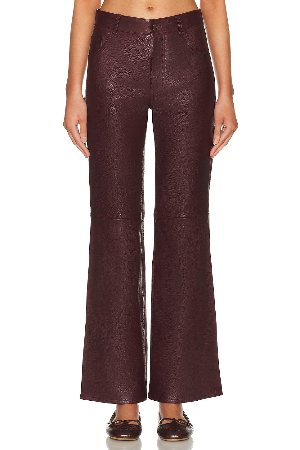 Chloe Leather Pant in Full Violine - Burgundy. 36 also