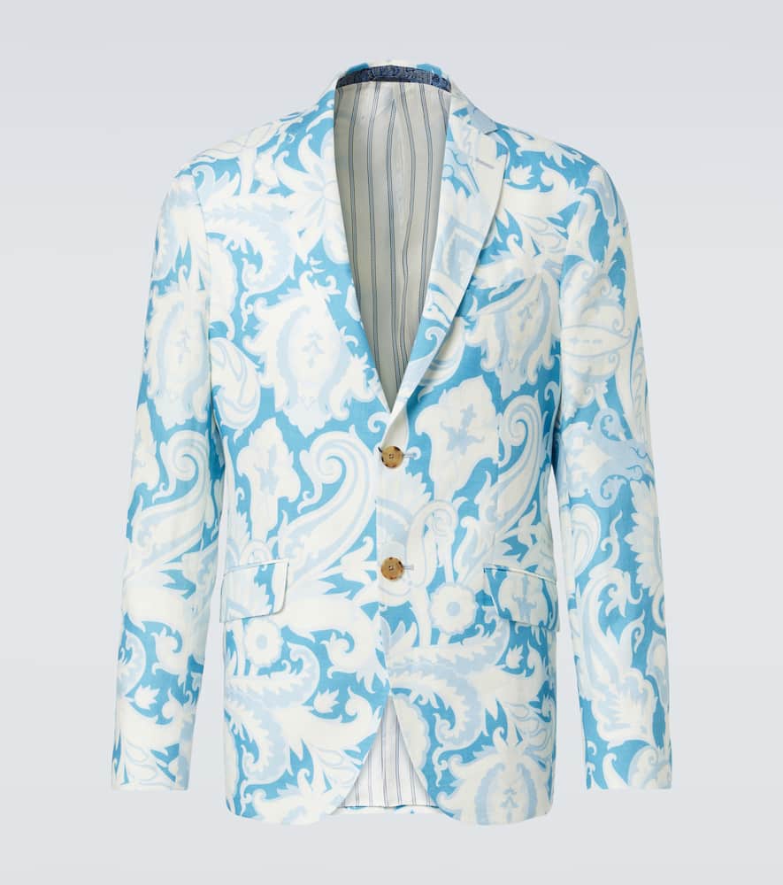 Printed single-breasted cotton blazer